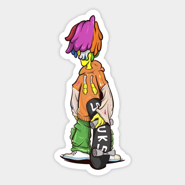 Dope Slluks skater character chilling illustration Sticker by slluks_shop